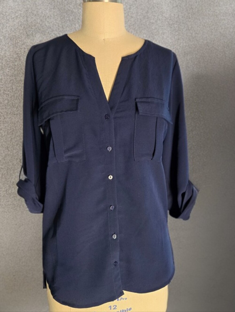 Sweet Rain Navy Button-Front Utility Shirt
